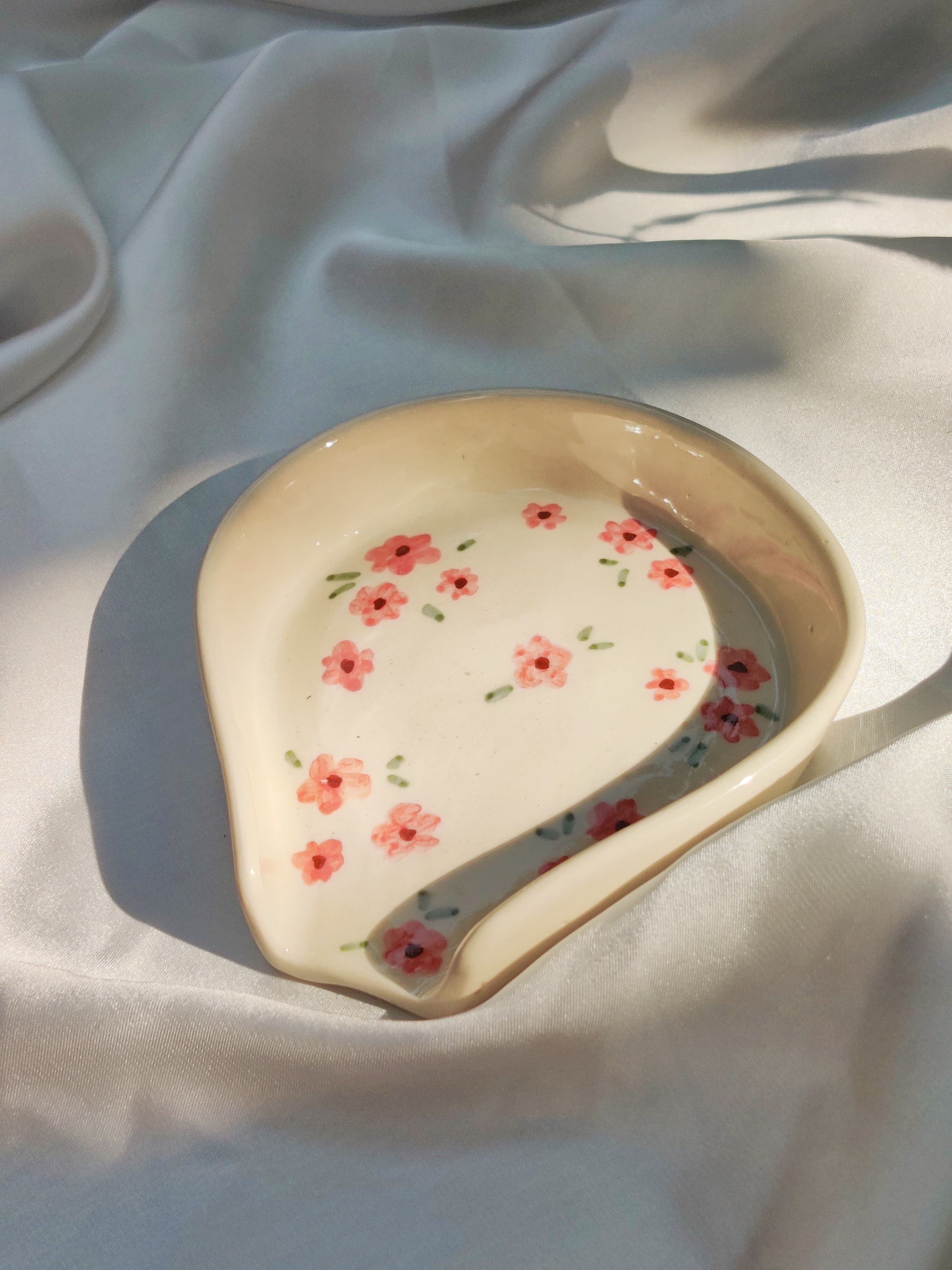 Floral Spoon Rest (Coral)