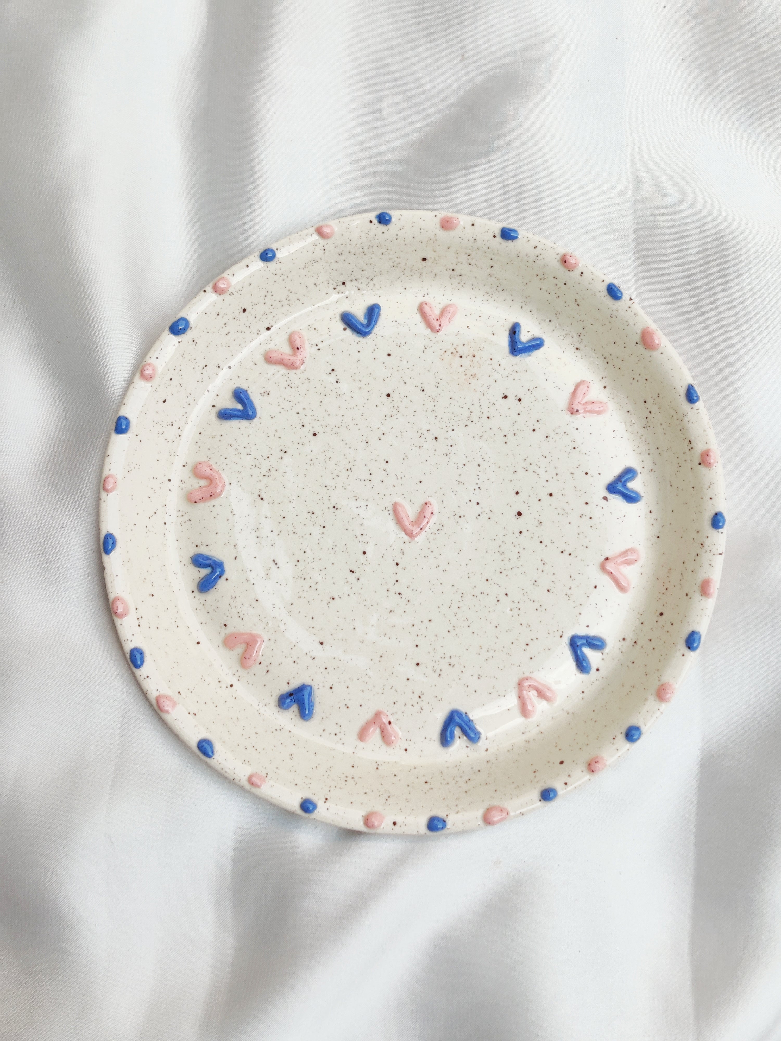 3D Pink & Blue Hearts Plate