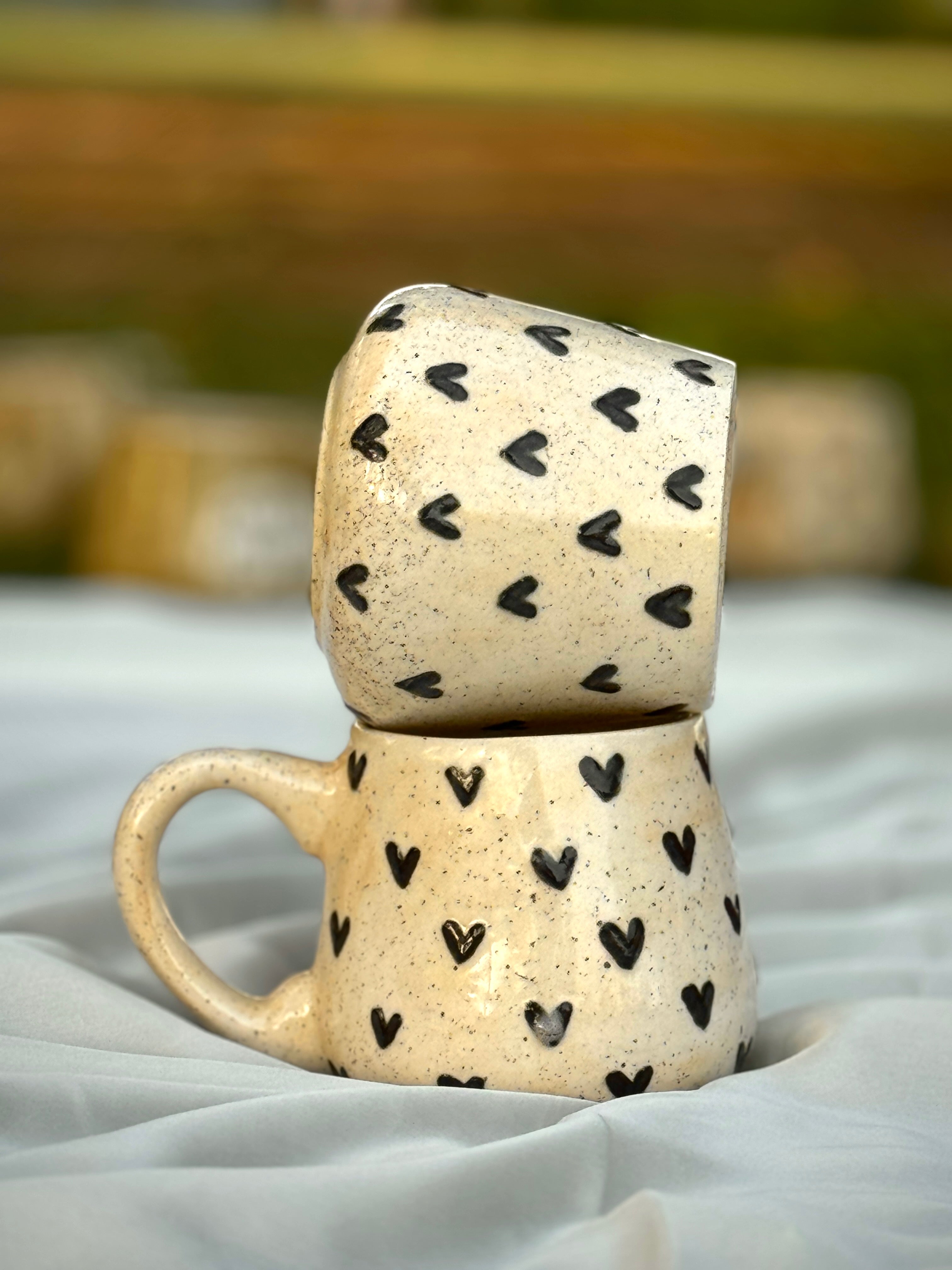 3D Black Hearts Mug