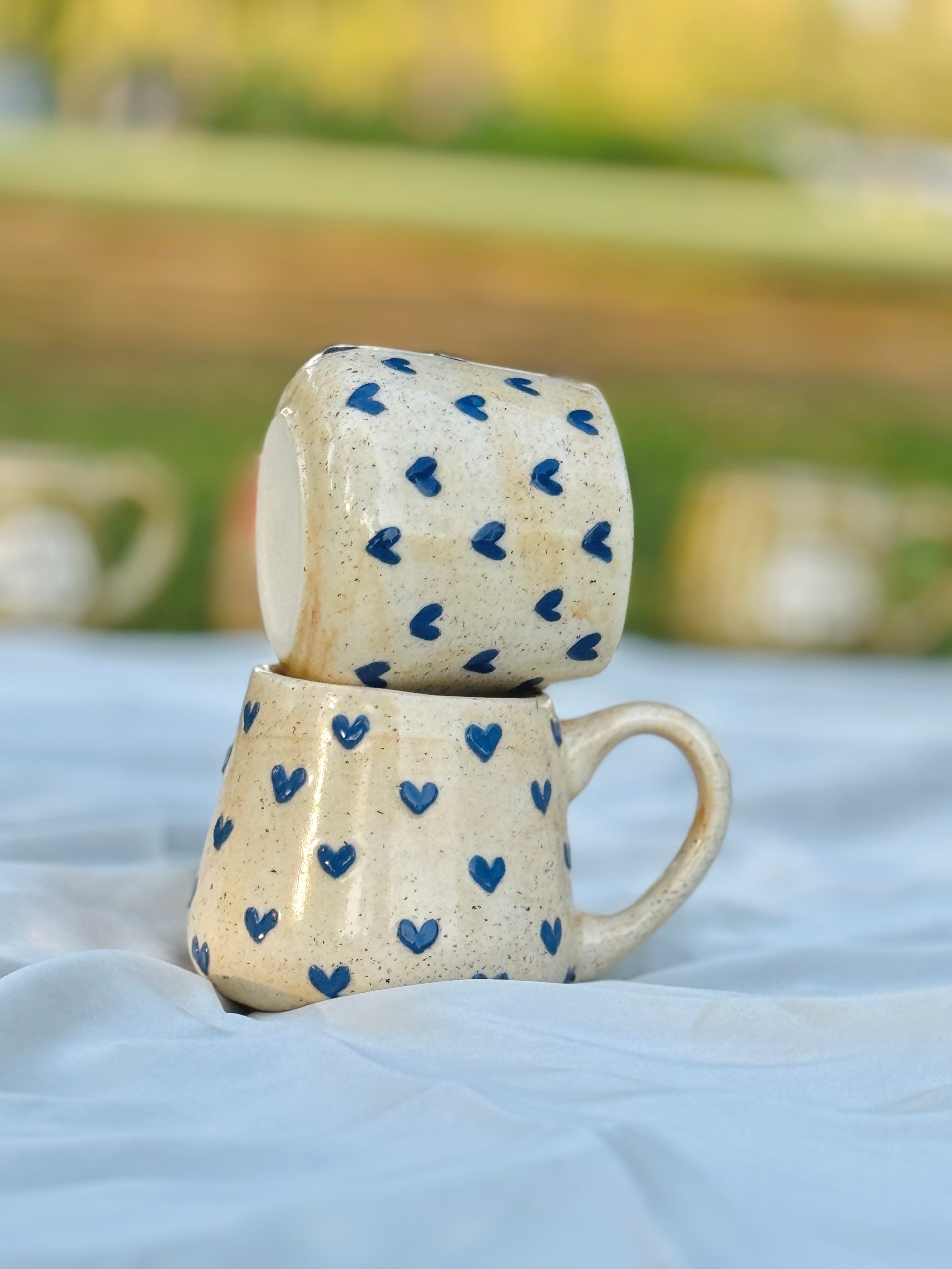 3D Blue Hearts Mug