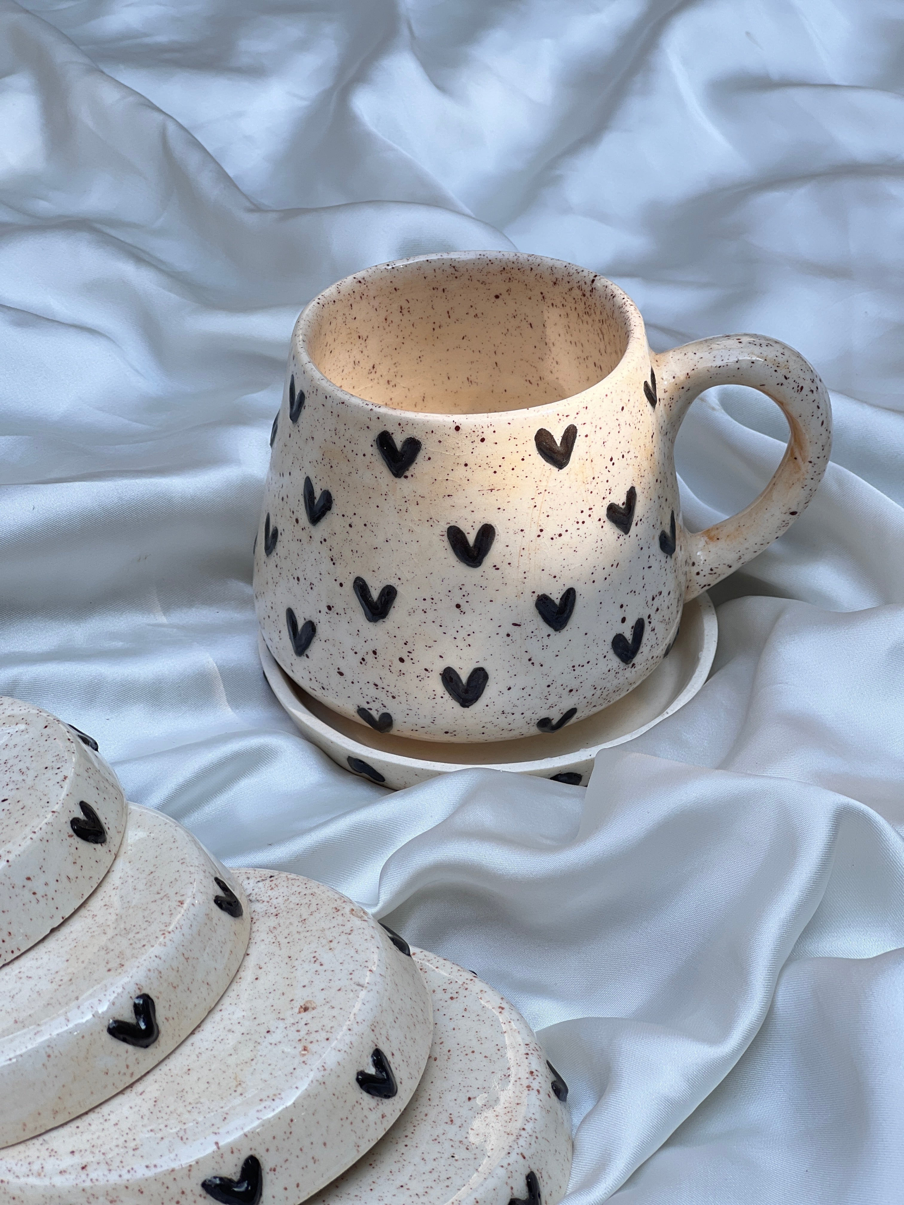 3D Black Hearts Mug