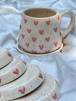 3D Pink Hearts Tea Coaster