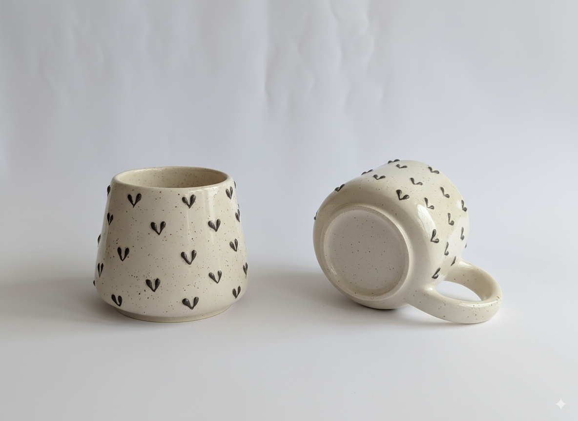 3D Black Hearts Mug