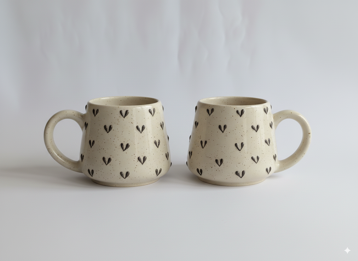 3D Black Hearts Mug