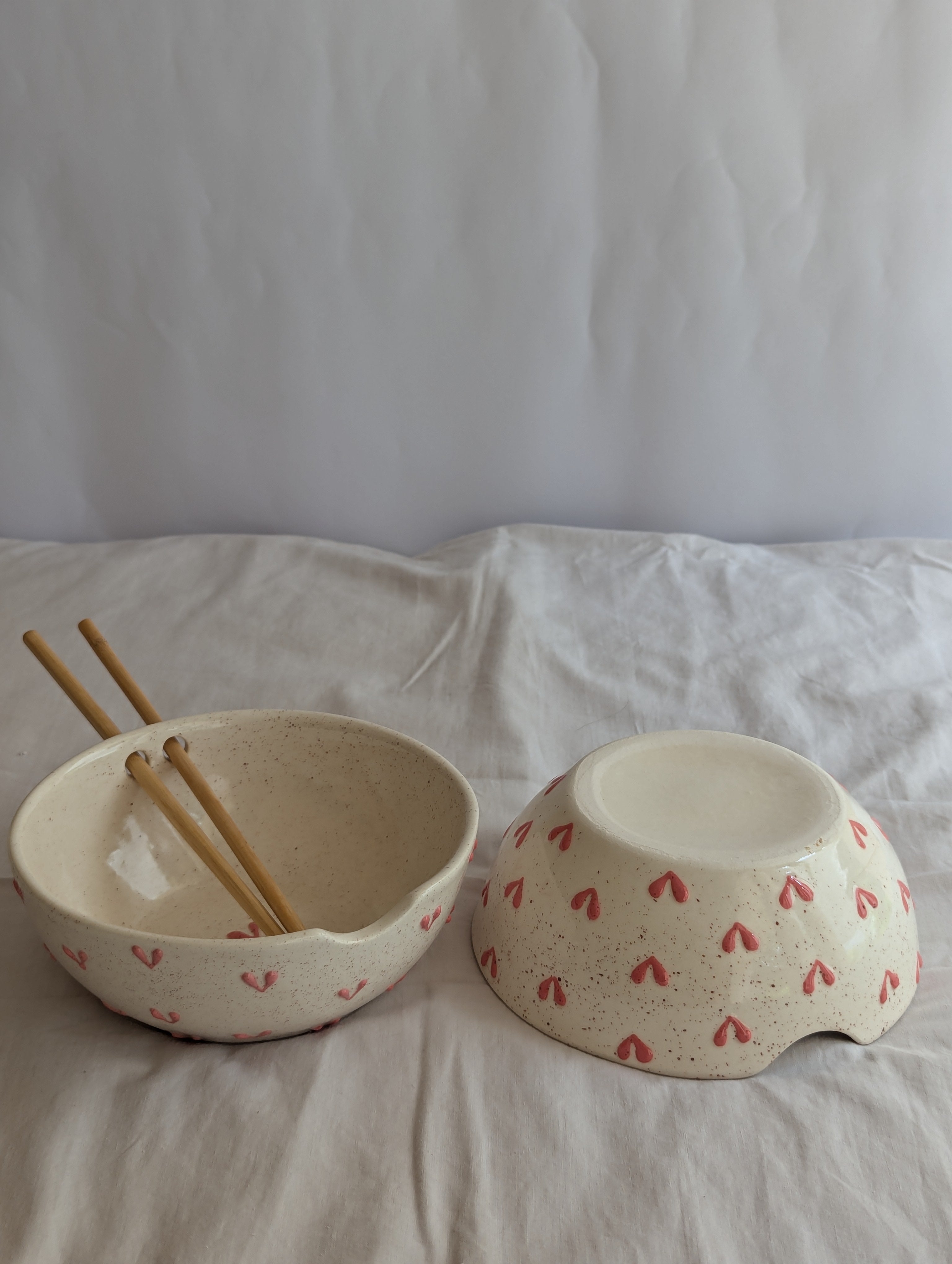 3D Bright Pink Heart Ramen Bowl