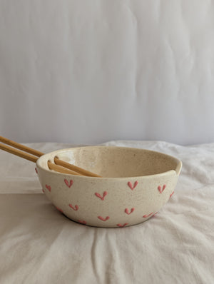 3D Bright Pink Heart Ramen Bowl