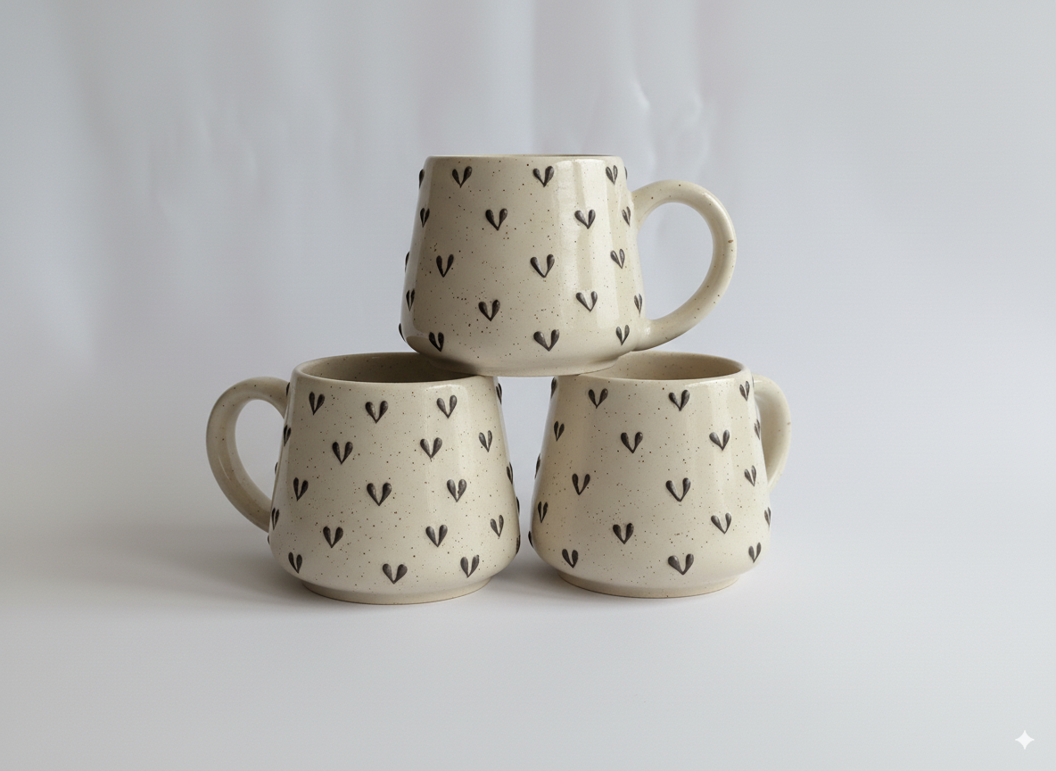 3D Black Hearts Mug